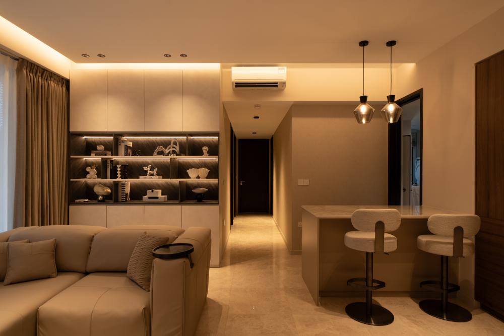 Modern Living Room with TV Console and Feature Wall