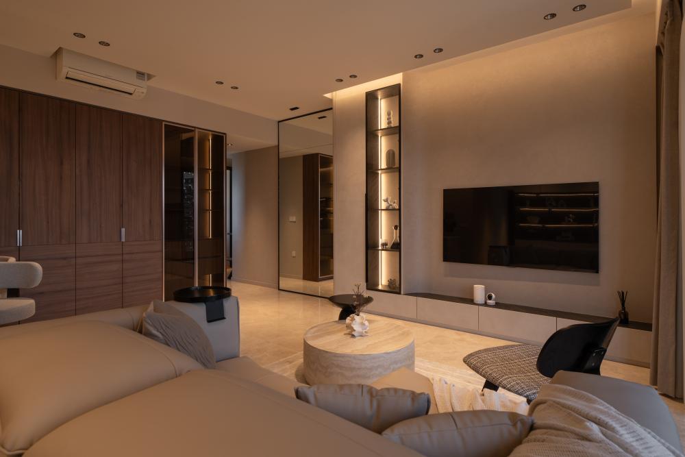 Modern Living Room with TV Console and Feature Wall