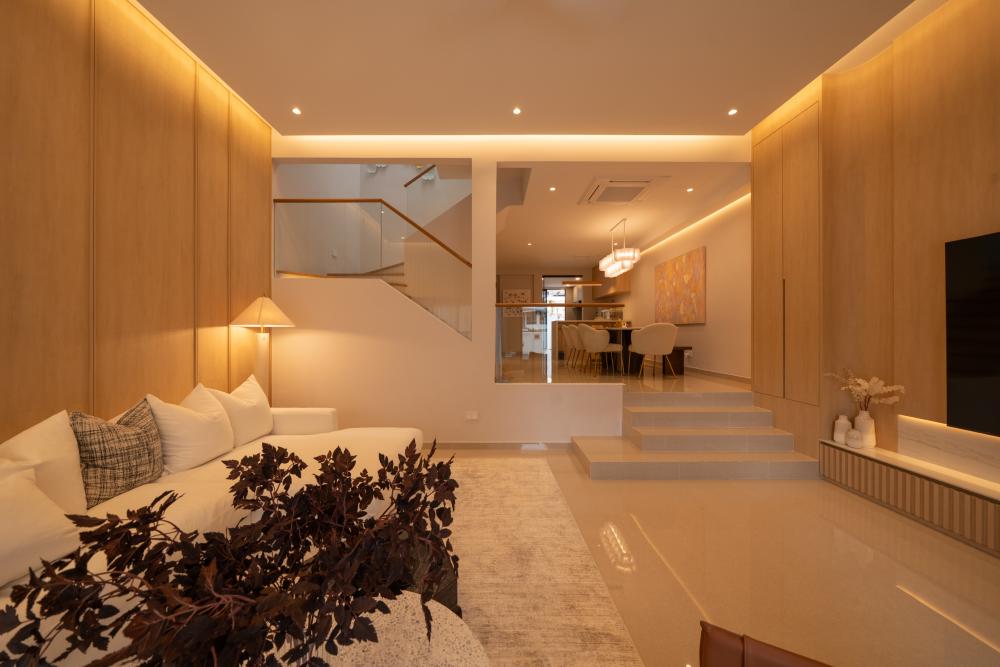 Scandinavian Living Room with TV Console and Sofa