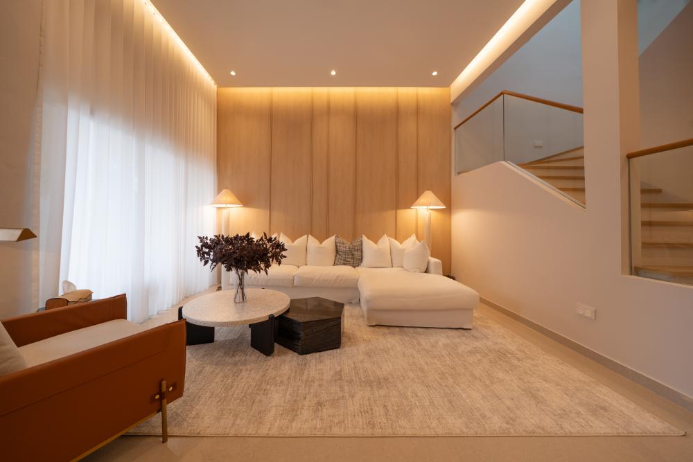 Scandinavian Living Room with Carpet and Sofa