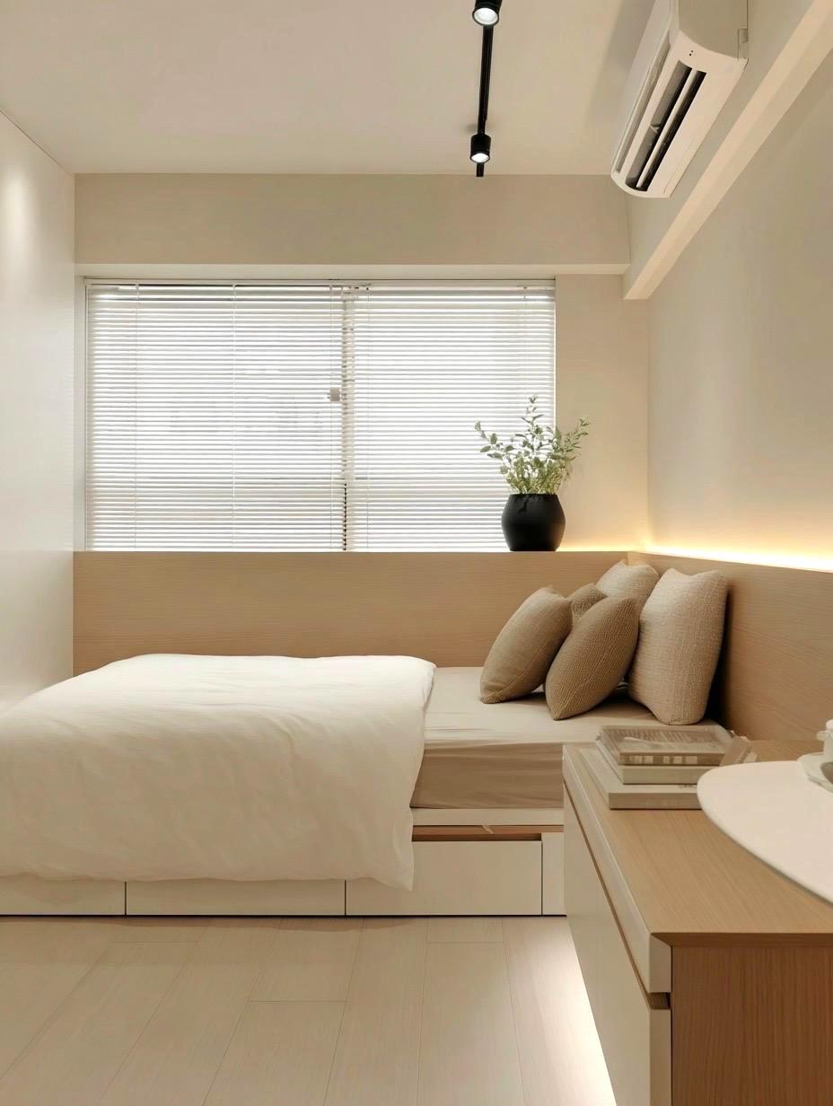 Minimalist Bedroom with Closet and Lighting