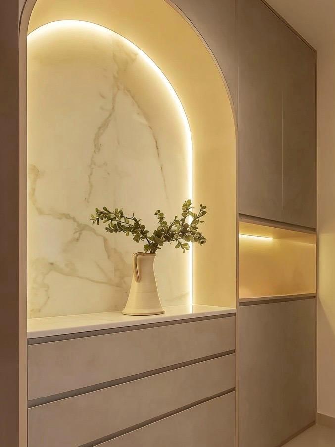 Minimalist Entryway with Small Storage and Shoe Cabinets