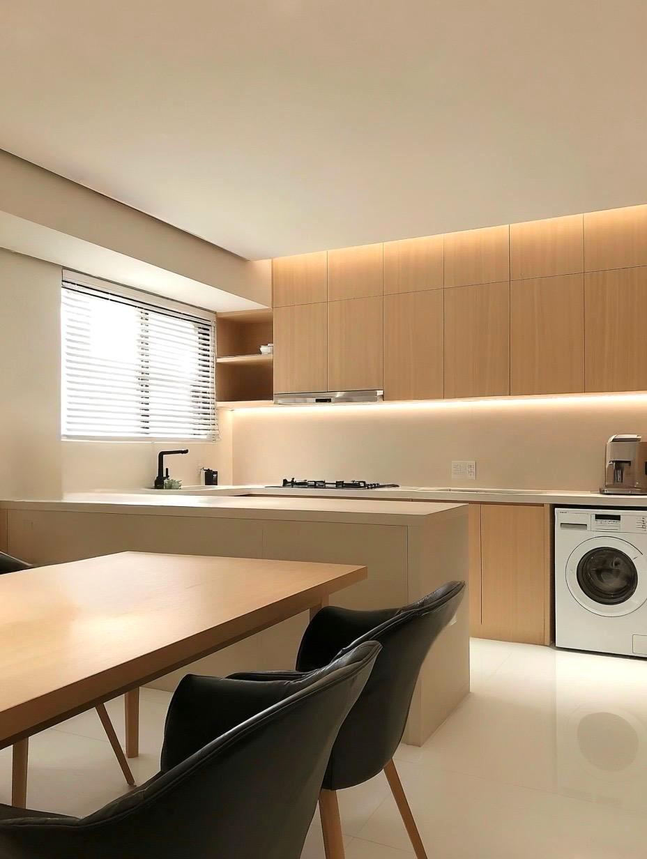 Minimalist Kitchen with Countertop and Kitchen Window