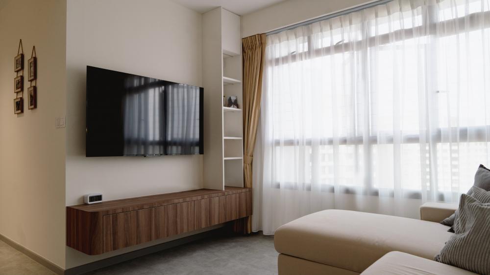 Scandinavian Living Room with TV Console and Sofa