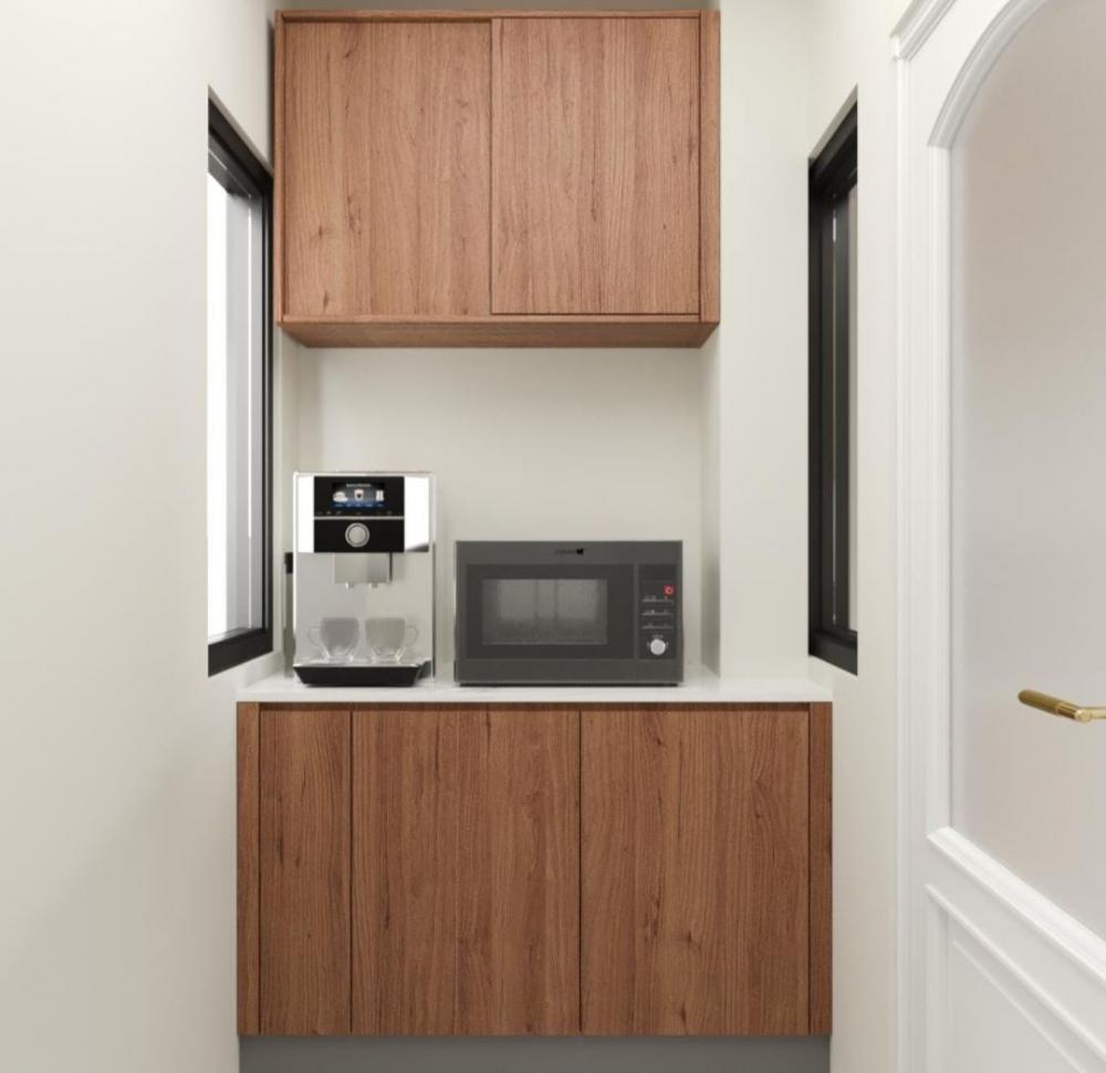 Modern Kitchen with Countertop and Homogeneous Tiles