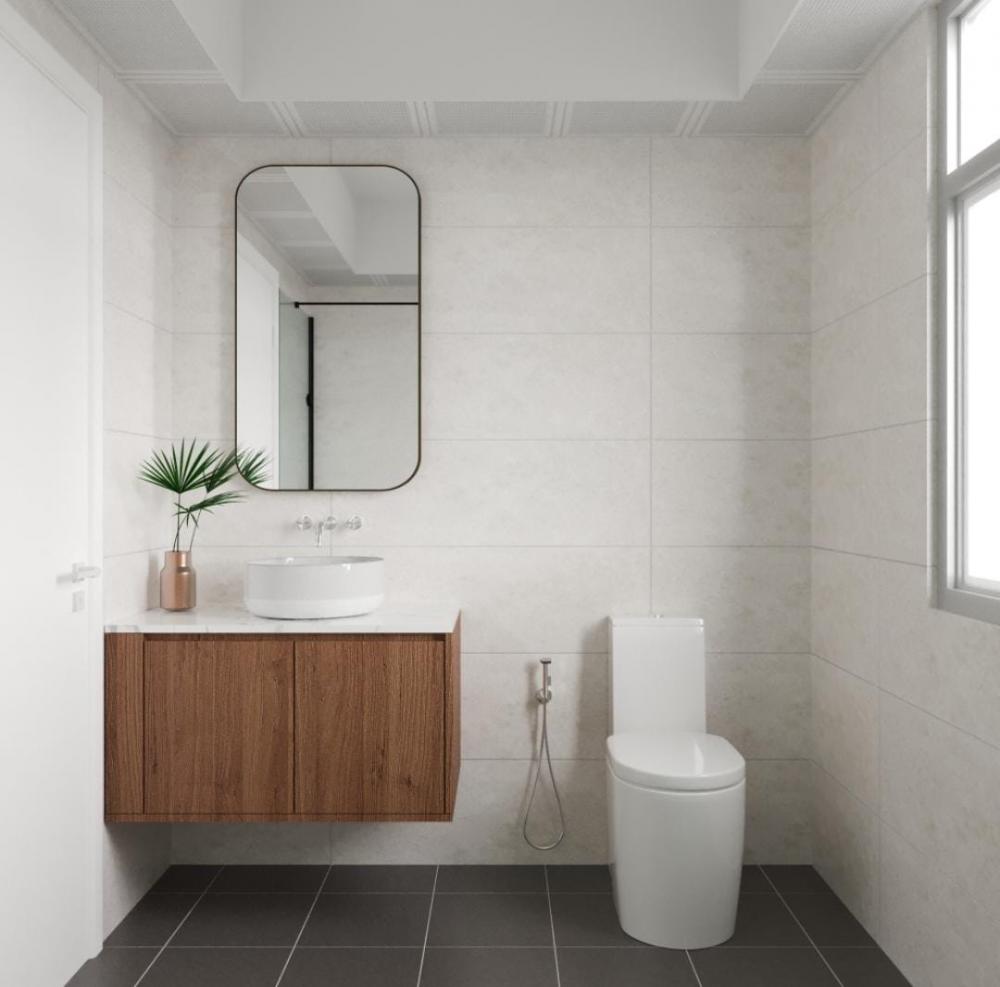 Modern Bathroom with Countertop and Mirror