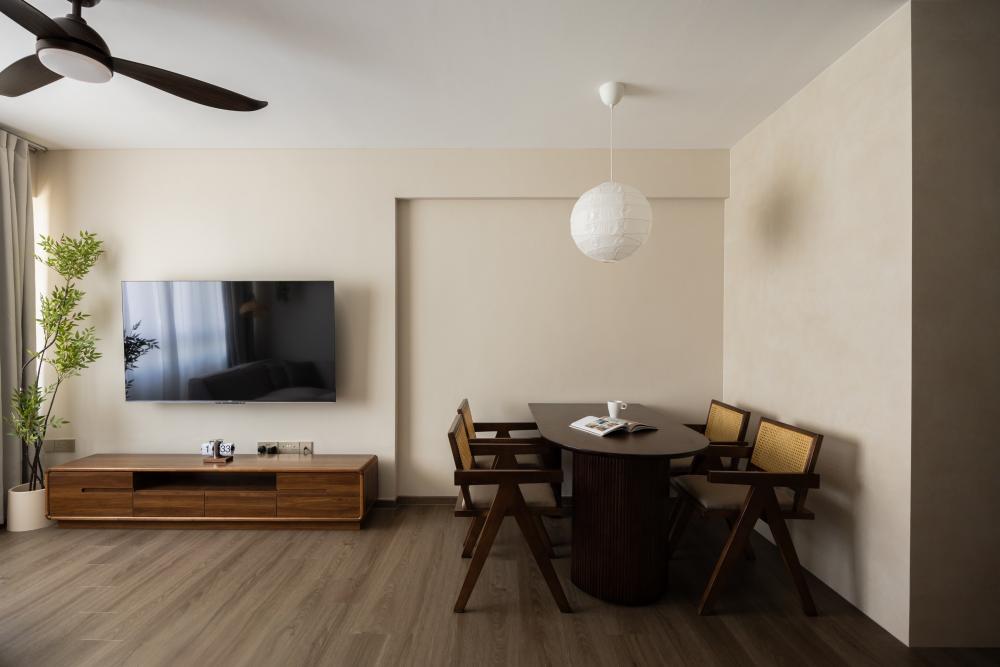 Minimalist Living Room with Dining Table and Lighting