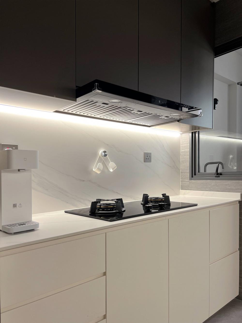 Modern Kitchen with Countertop and Homogeneous Tiles