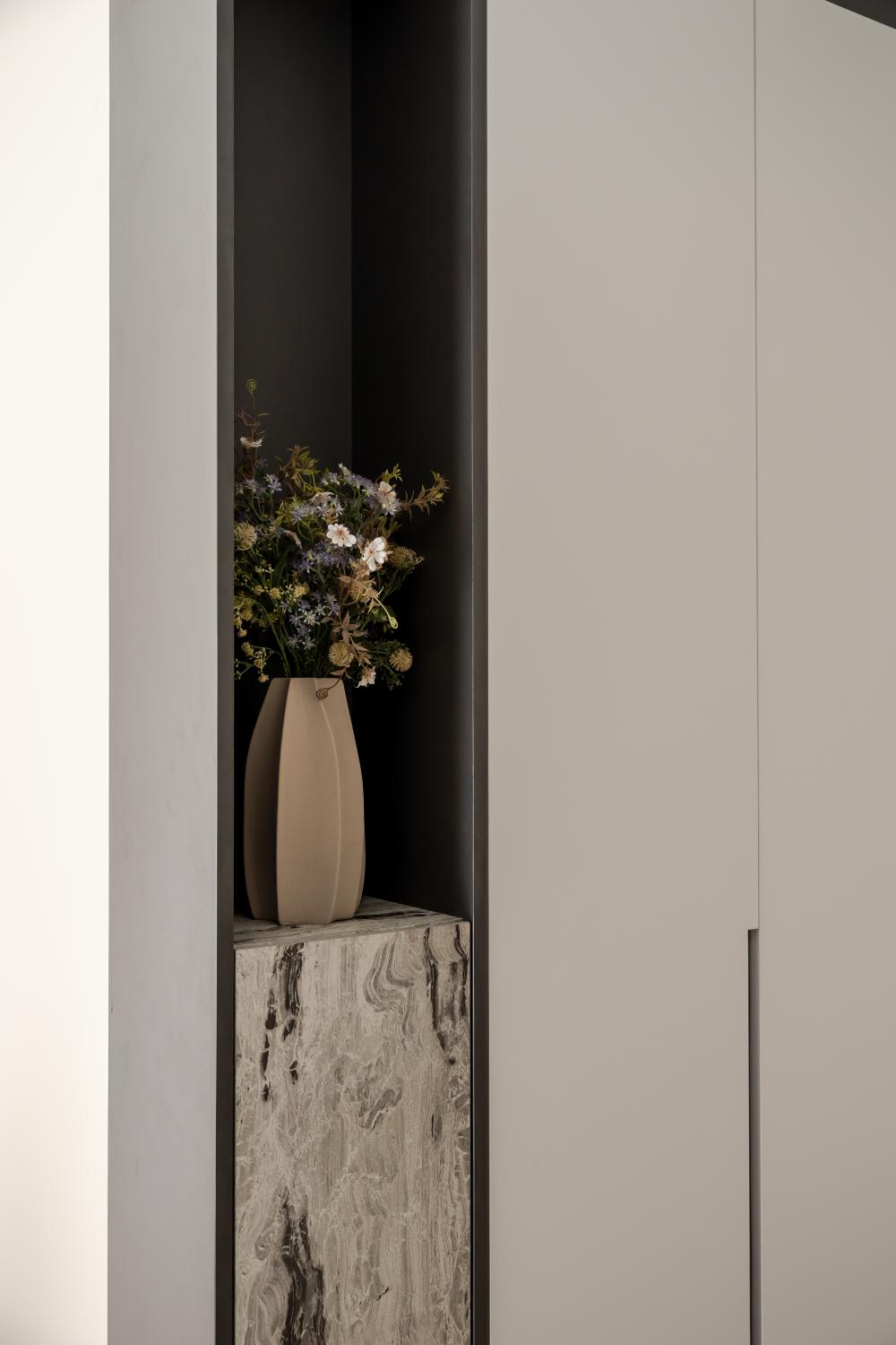 Modern Entryway with Flower Pots and Houseplants
