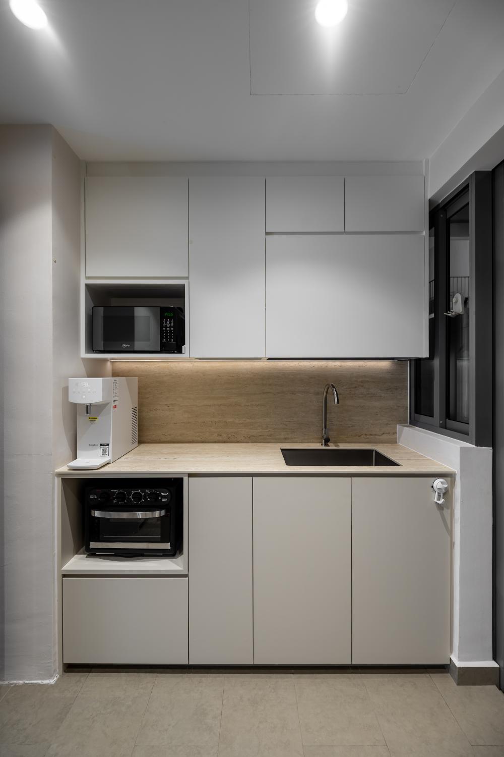 Modern Kitchen with Countertop and Kitchen Window
