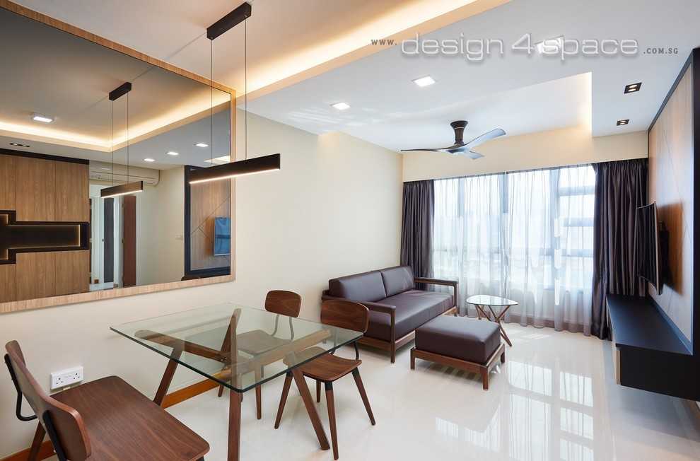 Contemporary Living Room with Wood Flooring and TV Console
