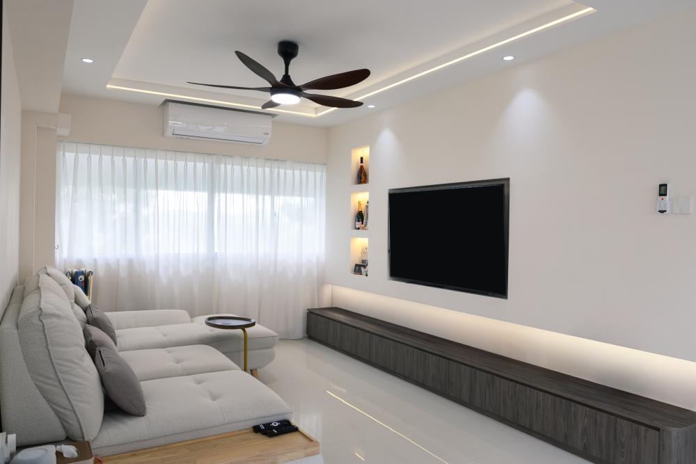Modern Living Room with TV Console and Feature Wall