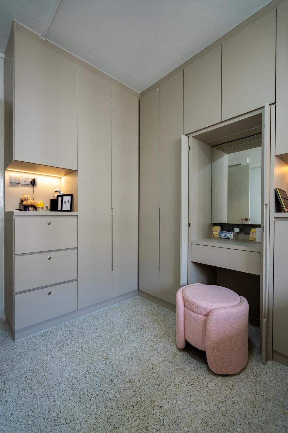 Minimalist Bedroom with Wardrobe and Lighting