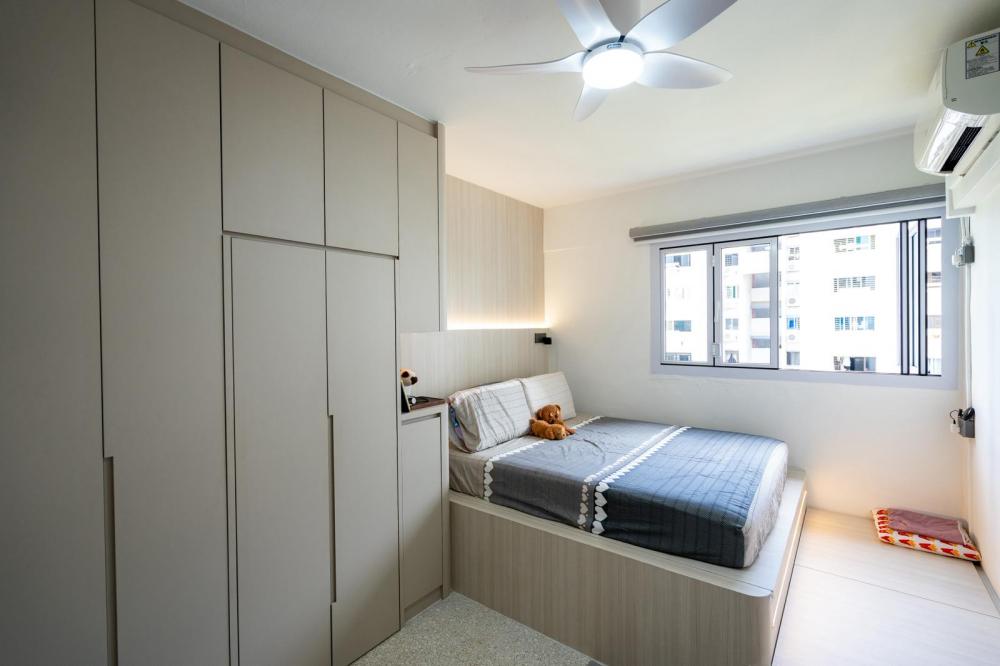 Minimalist Bedroom with Platform Bed and Wardrobe