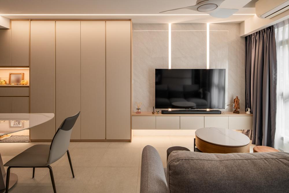 Modern Living Room with TV Console and Feature Wall
