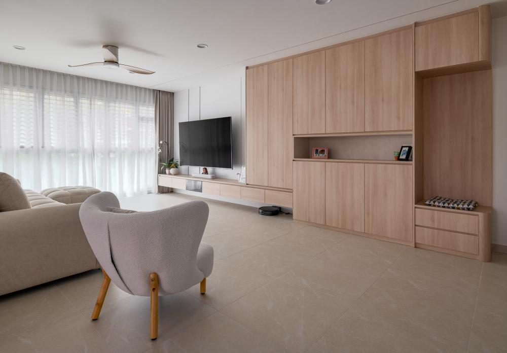 Scandinavian Living Room with TV Console and Sofa