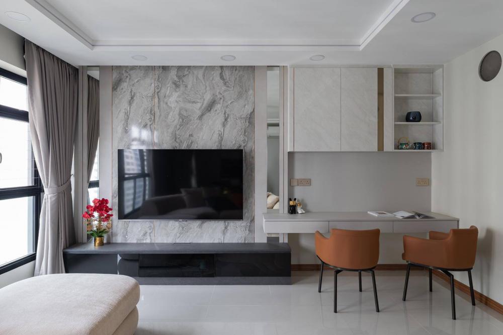 Modern Living Room with TV Console and Feature Wall