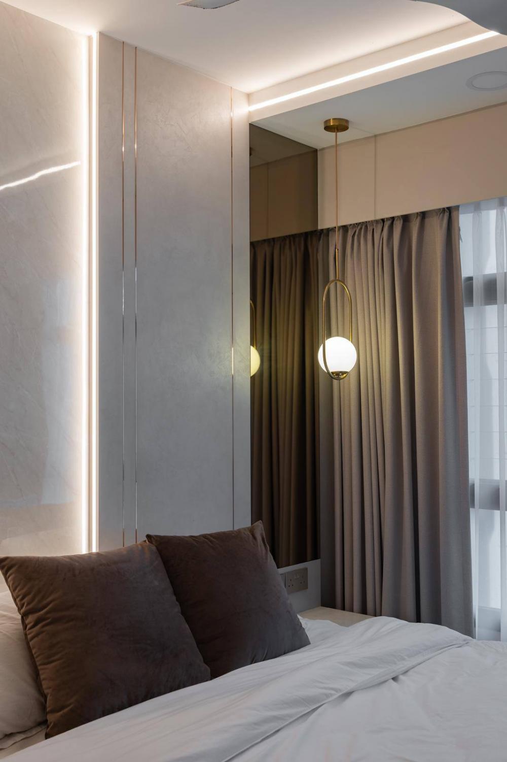 Modern Bedroom with Feature Wall and Bedside Table