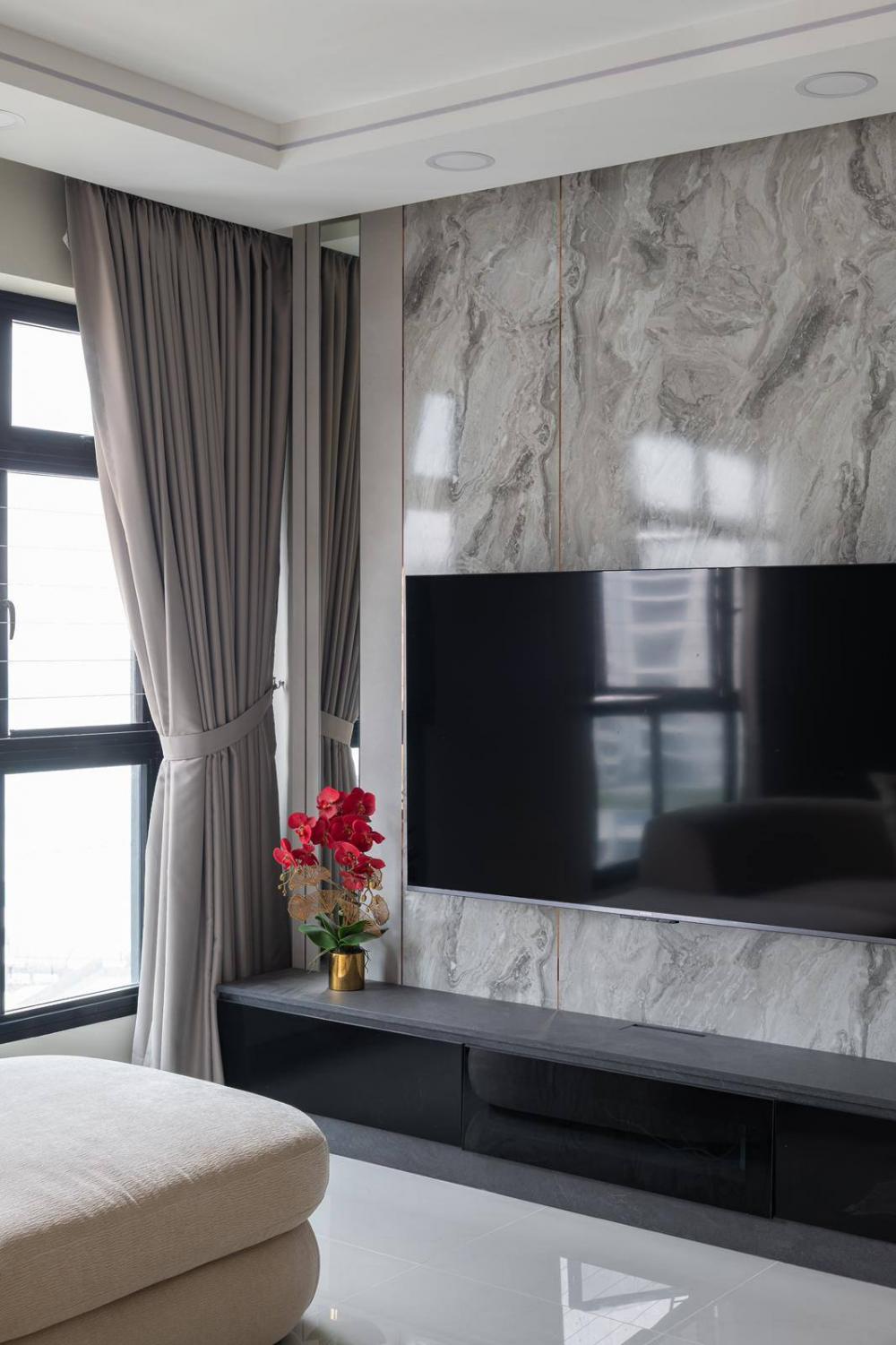 Modern Living Room with TV Console and Feature Wall