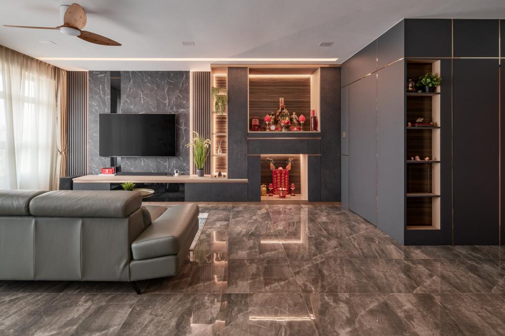 Modern Living Room with TV Console and Sofa