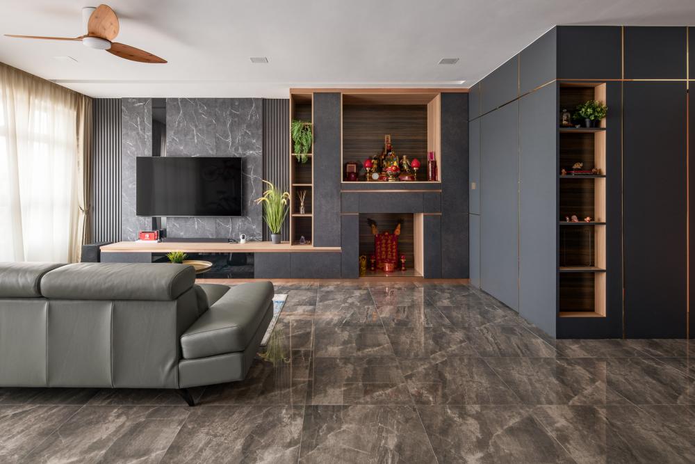 Modern Living Room with TV Console and Sofa