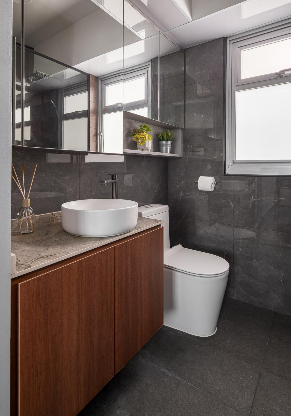 Modern Bathroom with Bathroom Storage and Bathroom Sinks