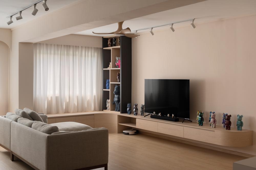 Scandinavian Living Room with Settee and Vinyl Flooring