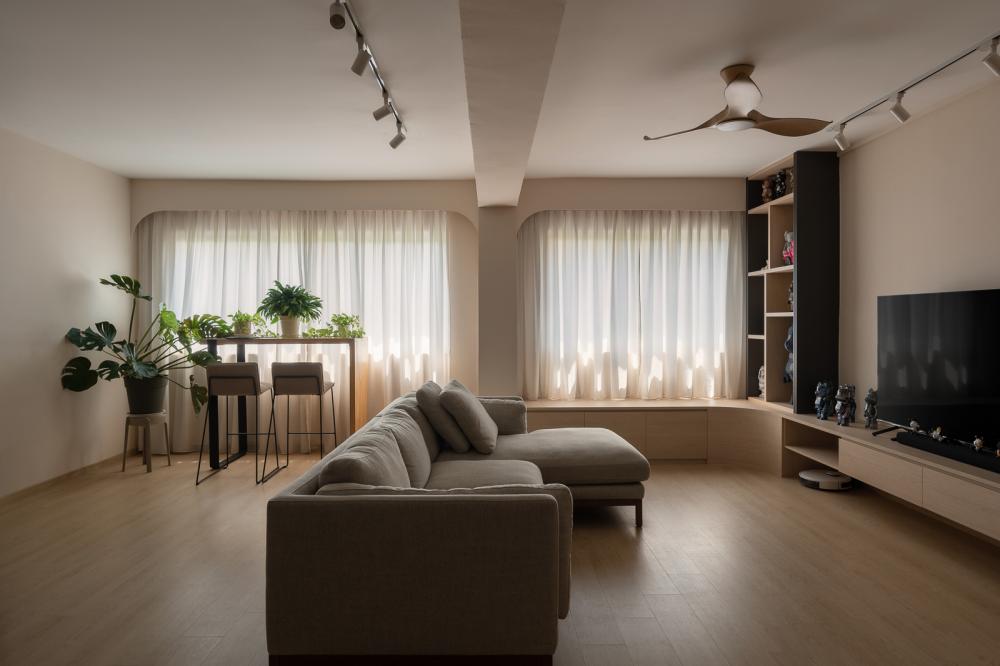 Scandinavian Living Room with Settee and Vinyl Flooring