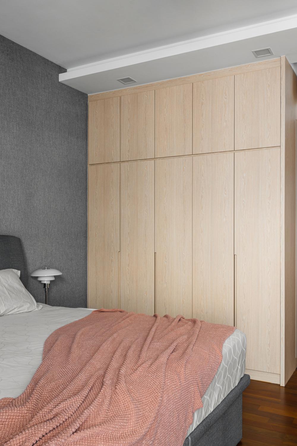 Modern Bedroom with Parquet Floor and Cove Lighting