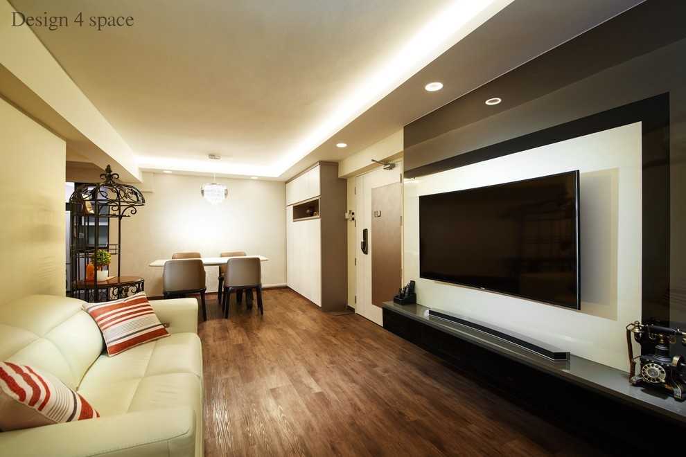 Contemporary Living Room with Wood Flooring and TV Console