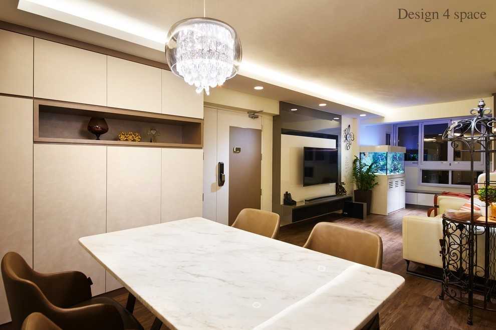 Contemporary Living Room with Wood Flooring and TV Console