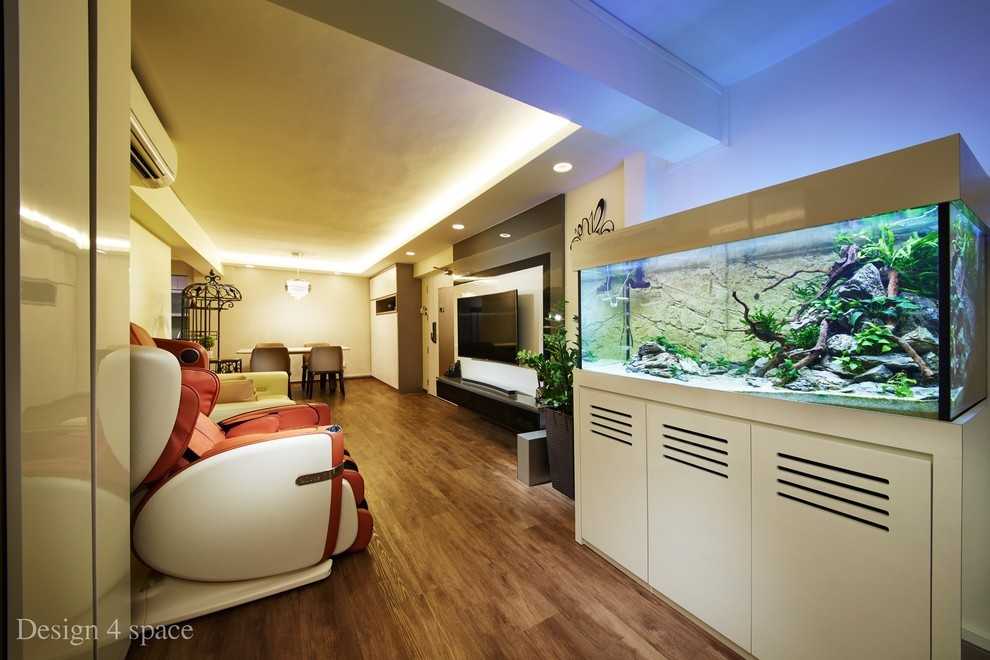 Contemporary Living Room with Vinyl Flooring and TV Console