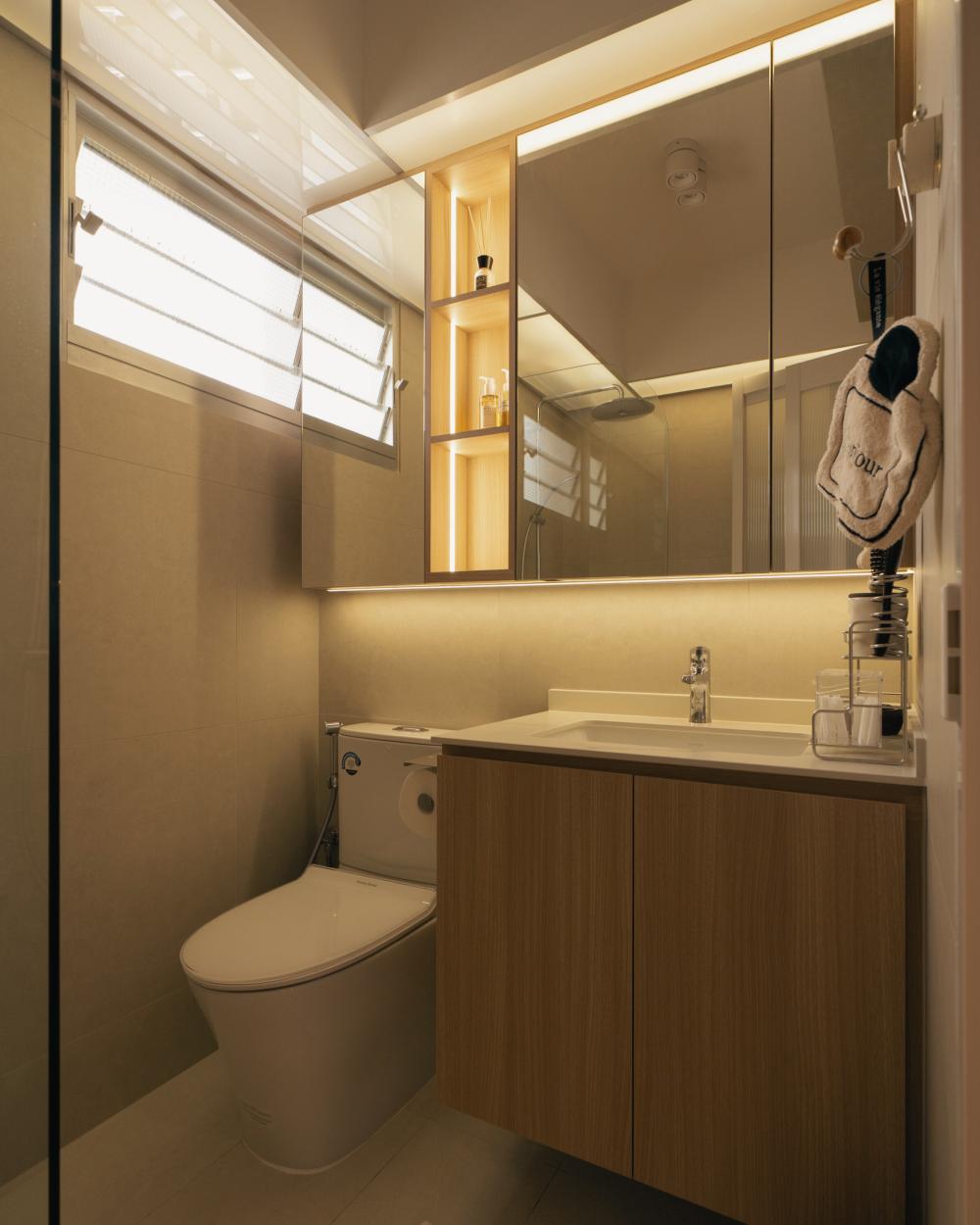 Scandinavian Bathroom with Mirror and Shower Screen