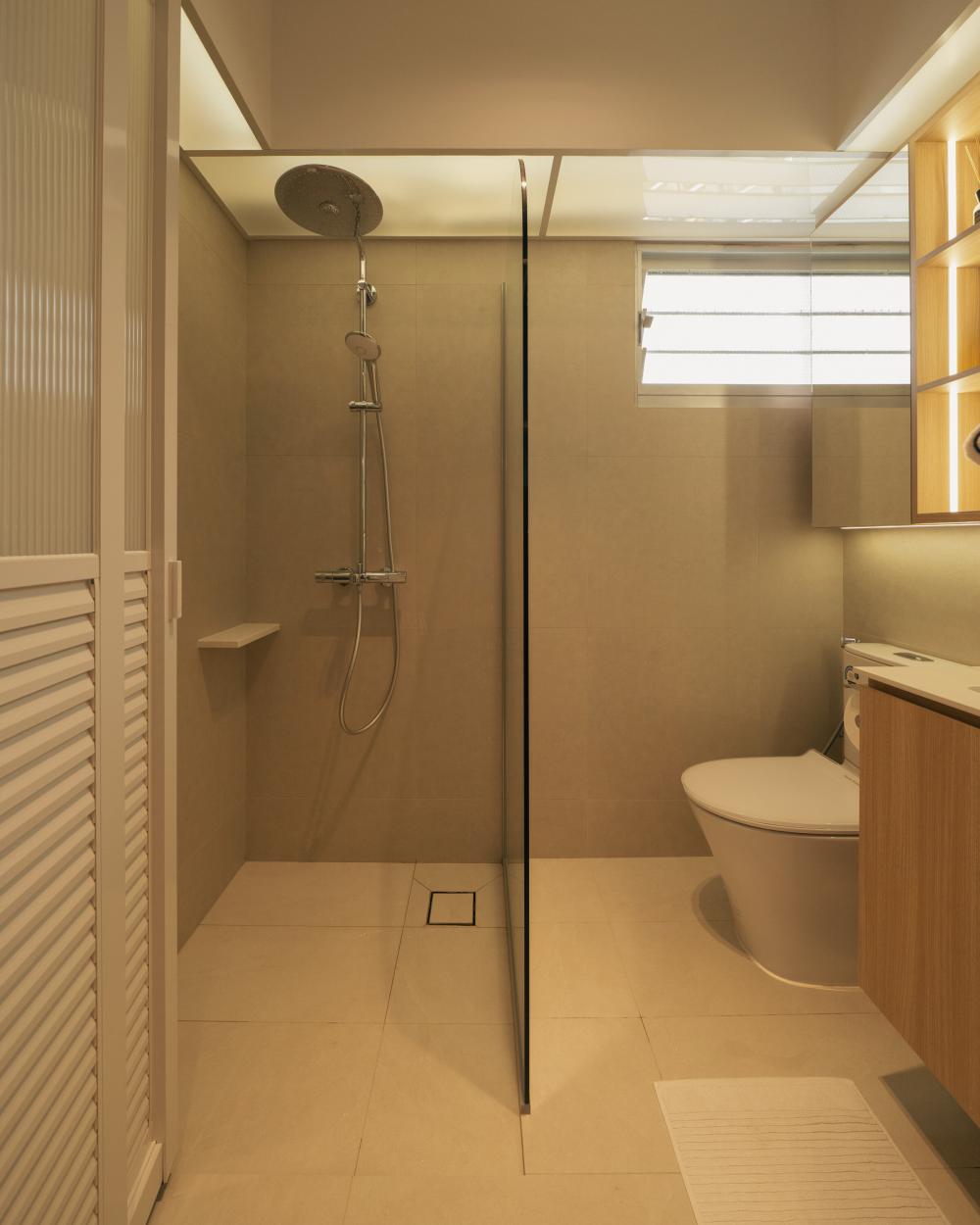 Scandinavian Bathroom with Mirror and Shower Screen