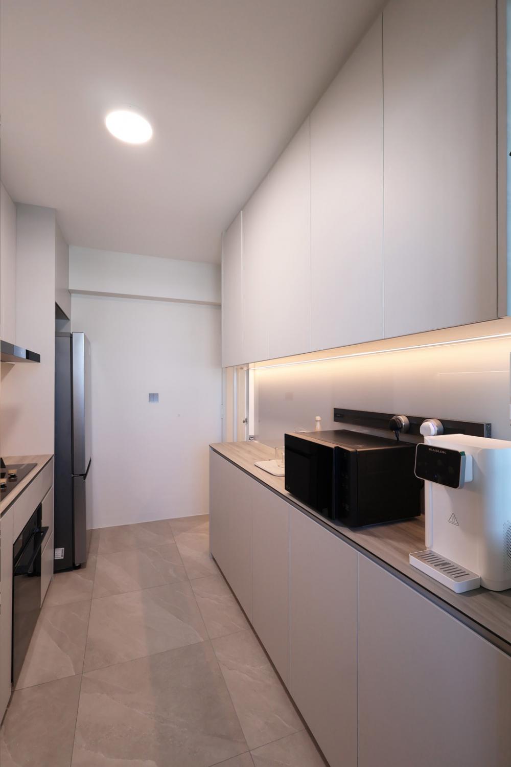 Minimalist Kitchen with Cupboard and Kitchen Accessories