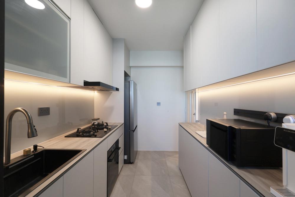 Minimalist Kitchen with Cupboard and Kitchen Accessories