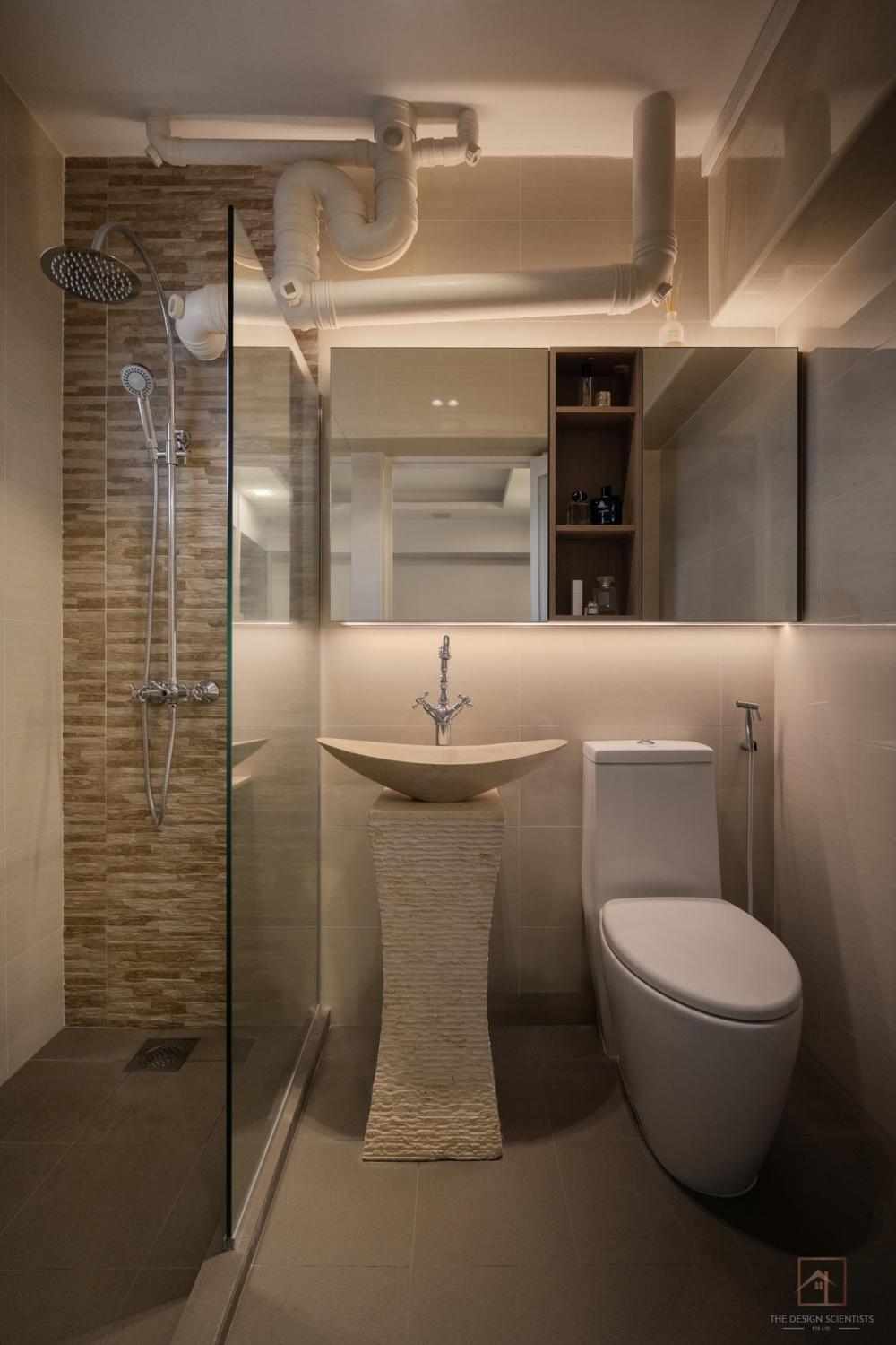 Contemporary Bathroom with Countertop and Mirror