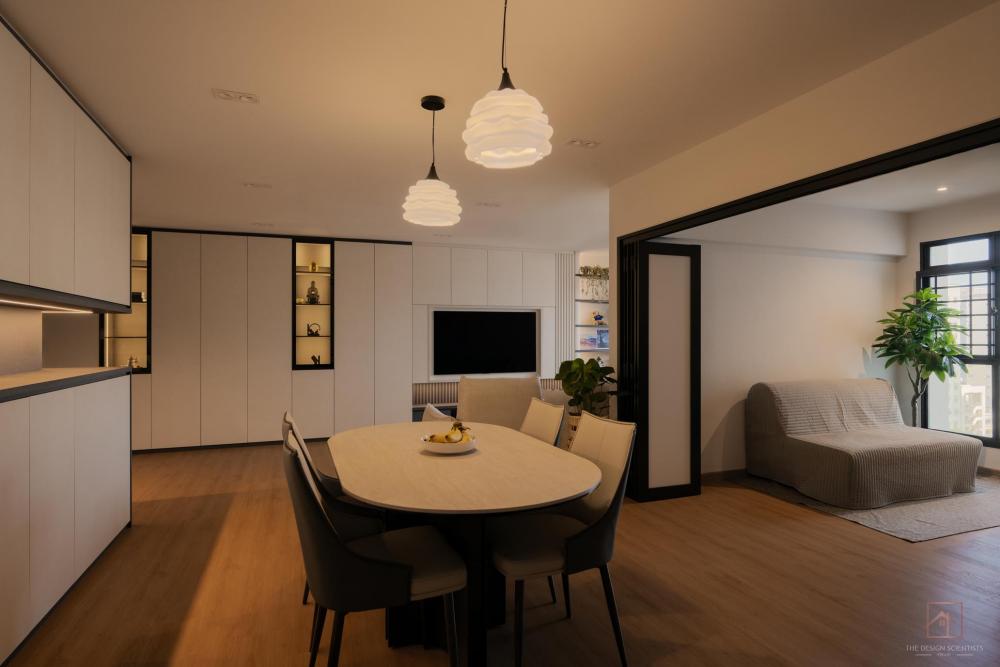 Contemporary Dining Room with Downlights and Dining Table