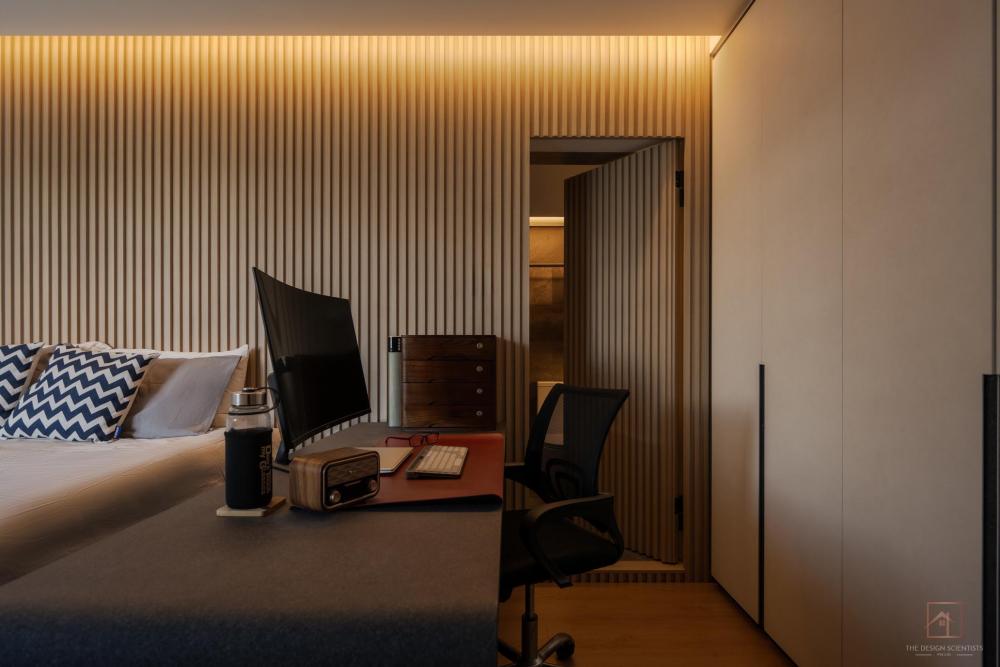 Contemporary Bedroom with Platform Bed and Cove Lighting
