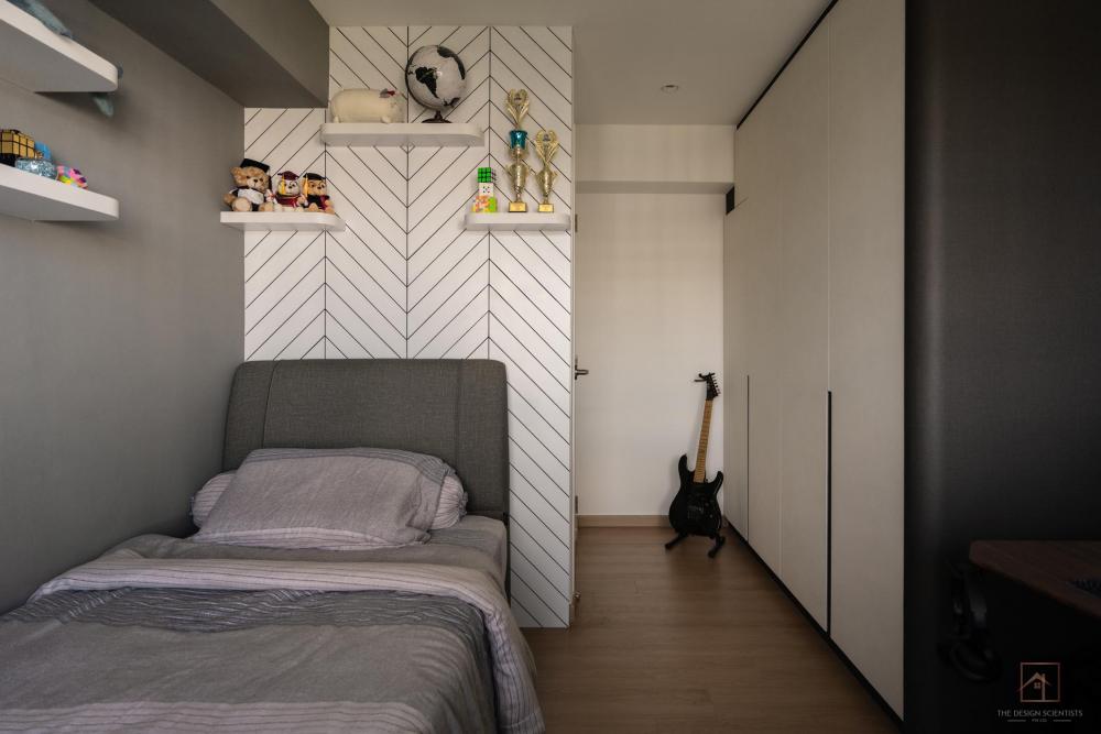 Contemporary Bedroom with Bookshelf and Wardrobe
