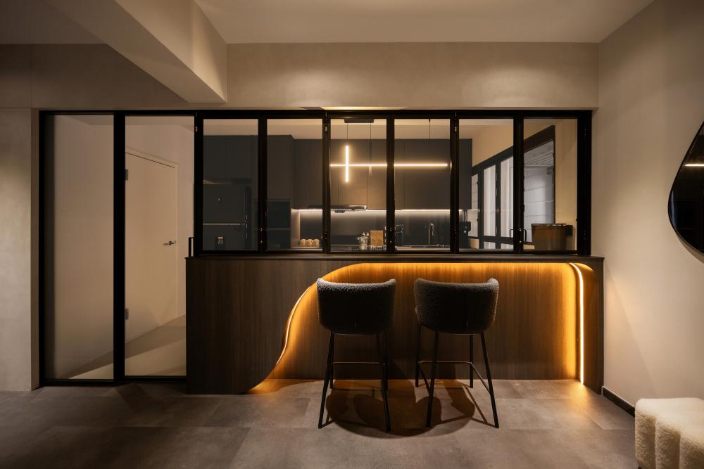 Contemporary Kitchen with Countertop and Kitchen Island