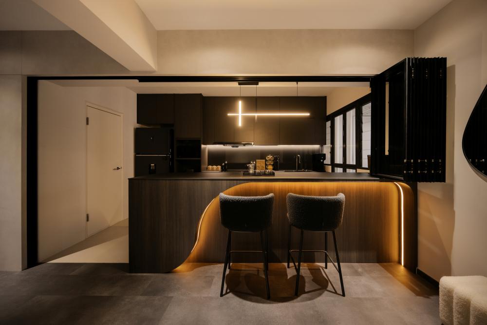 Contemporary Kitchen with Countertop and Kitchen Island