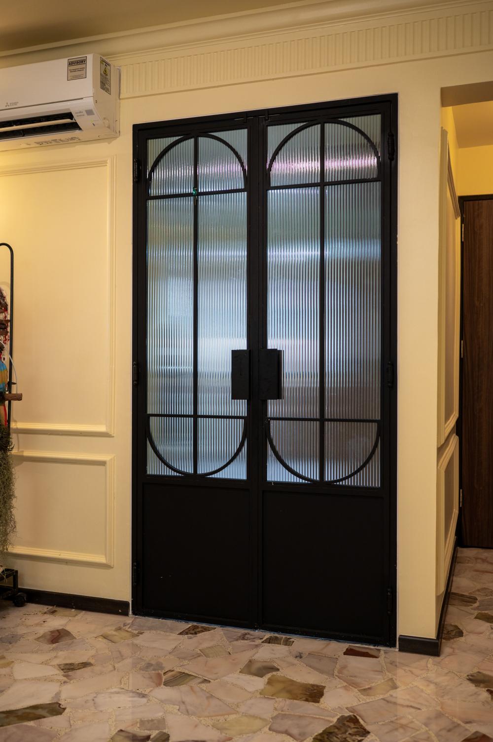 Vintage Kitchen with Marble Floor and Cupboard