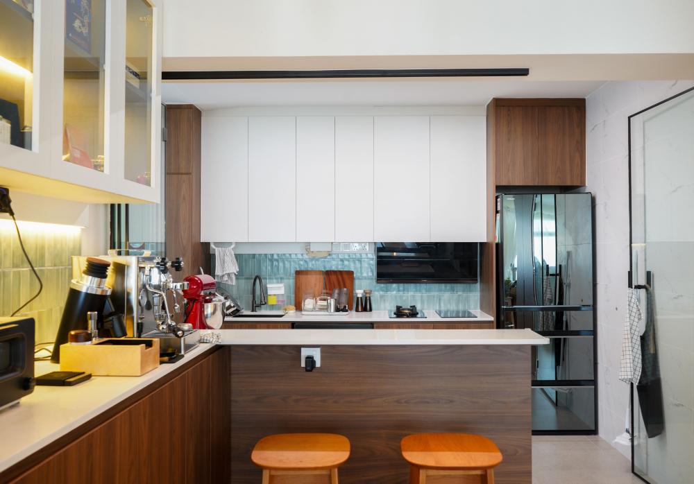 Industrial Kitchen with Countertop and Vinyl Flooring
