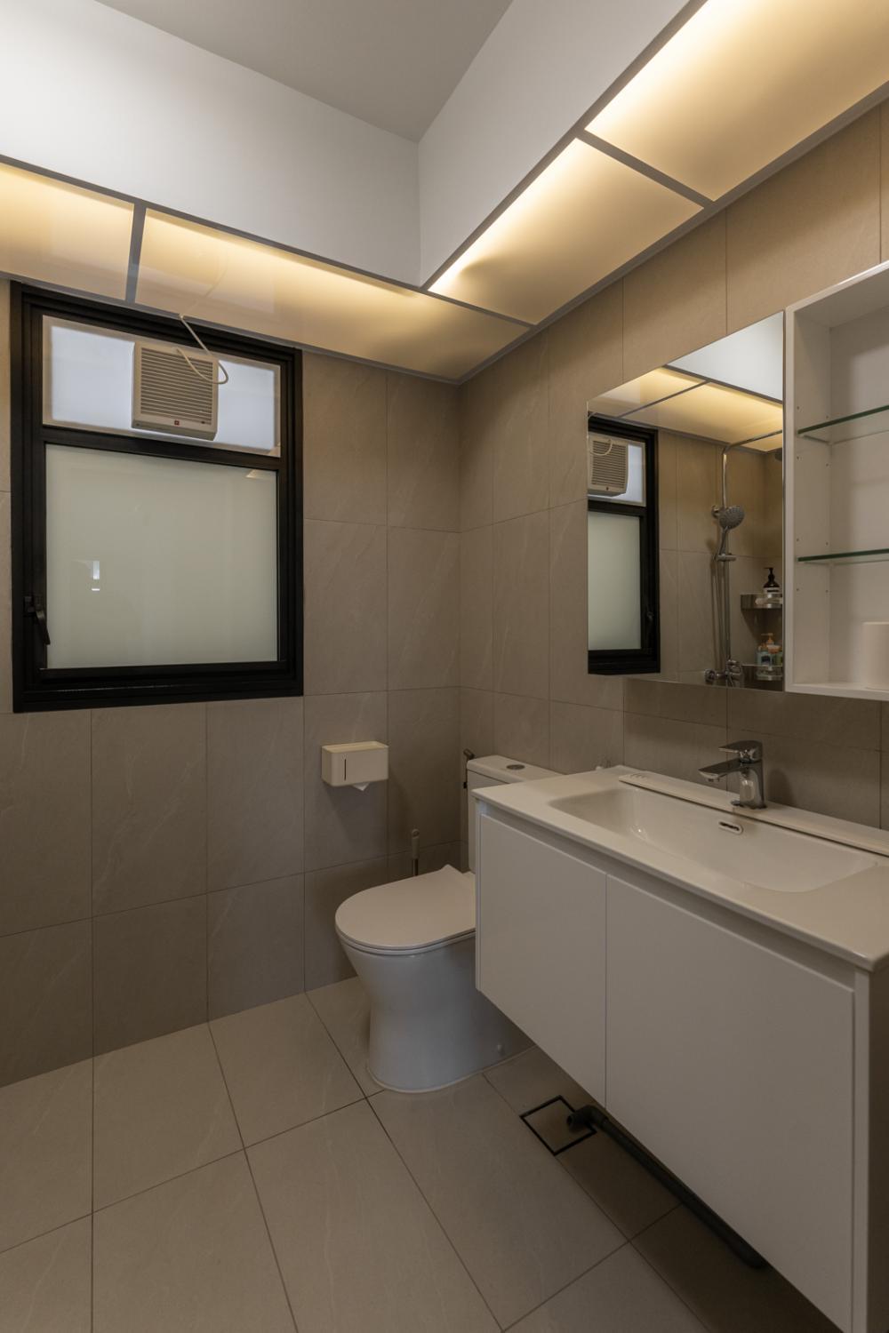 Minimalist Bathroom with Mirror and Bathroom Storage