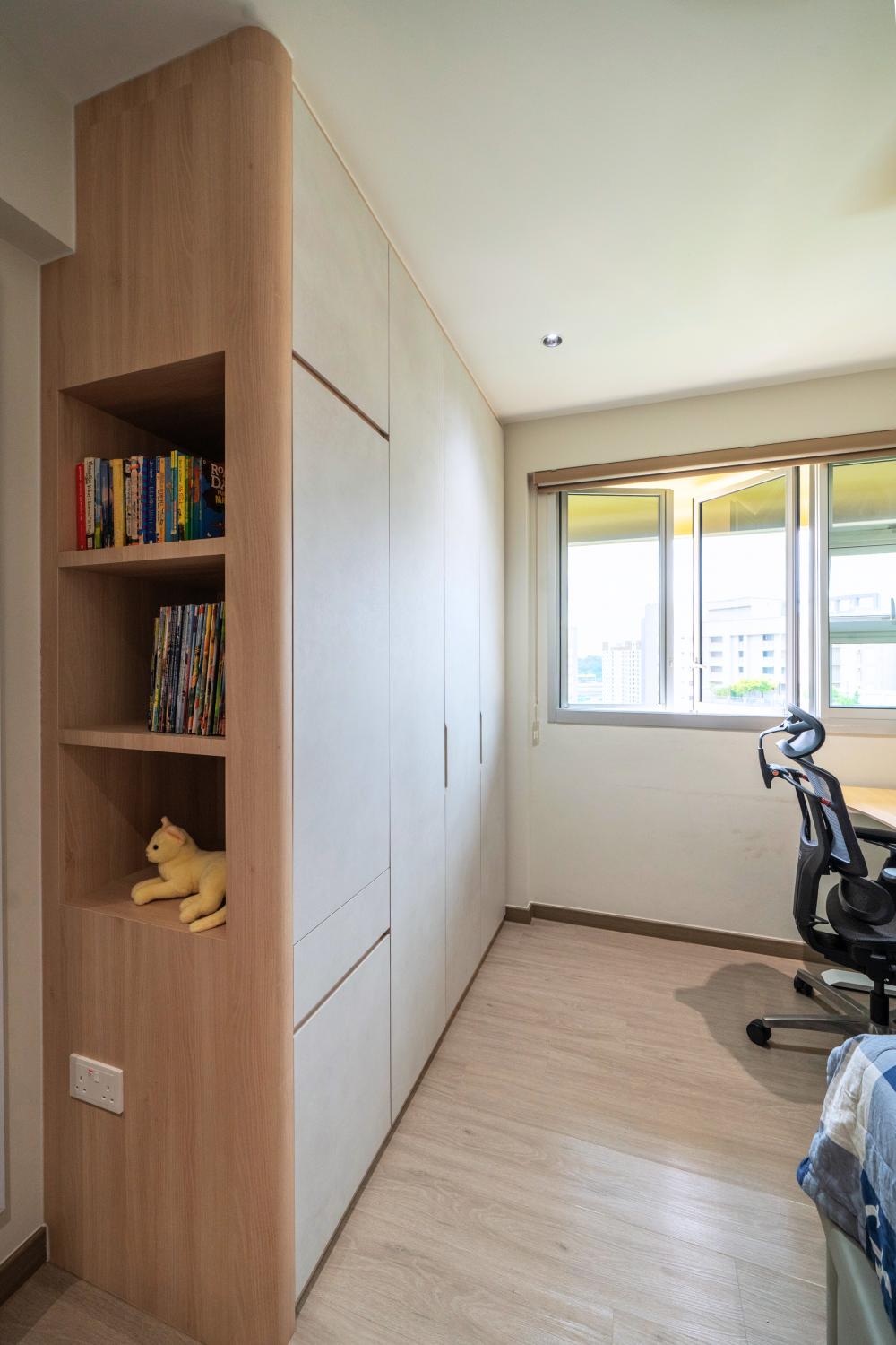 Contemporary Bedroom with Vinyl Flooring and Wood Flooring