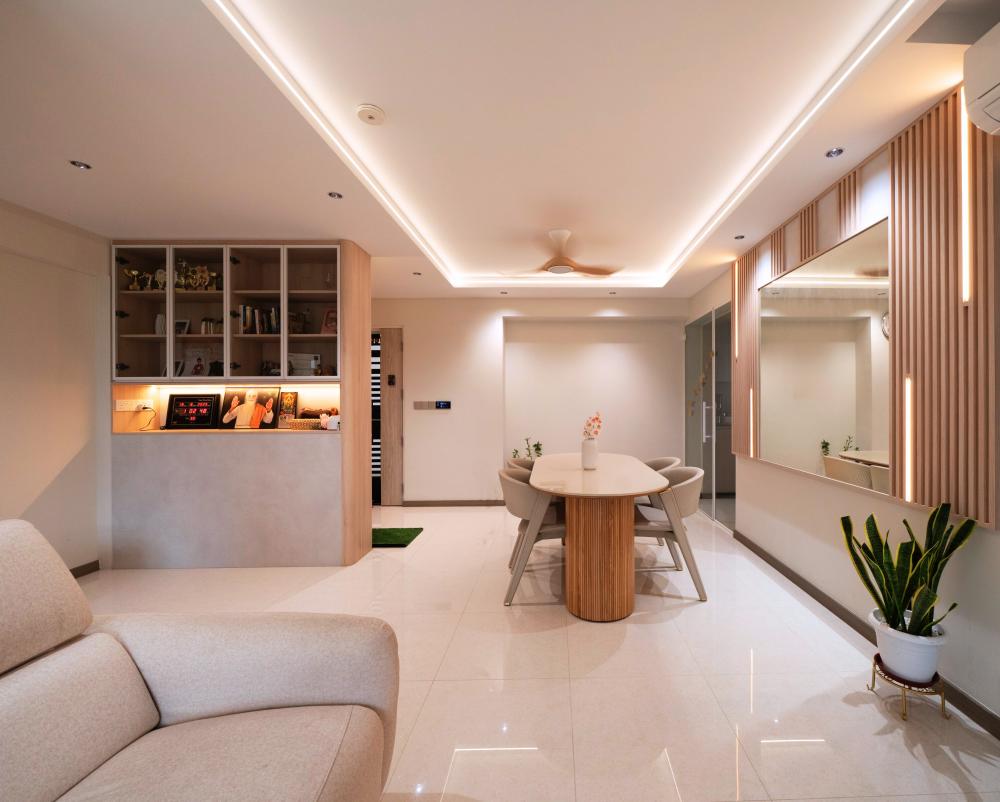 Contemporary Dining Room with Ceiling Light and Dining Table