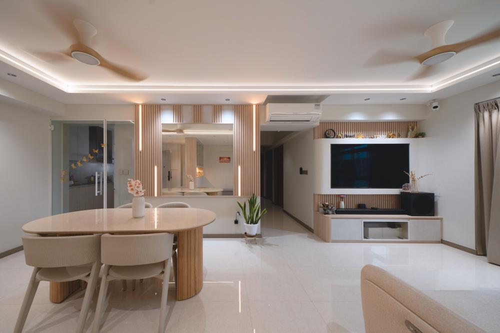 Contemporary Living Room with TV Console and Sofa