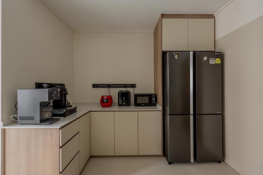 Scandinavian Kitchen with Countertop and Homogeneous Tiles