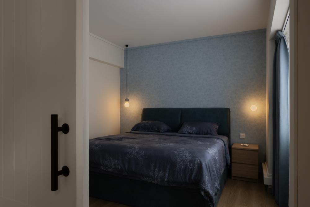 Scandinavian Bedroom with Feature Wall and Bed